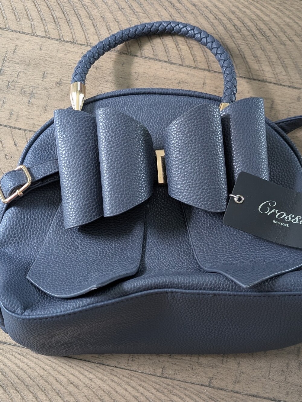 Crossbody Satchel with Bow Accent in Slate Blue by Crosses